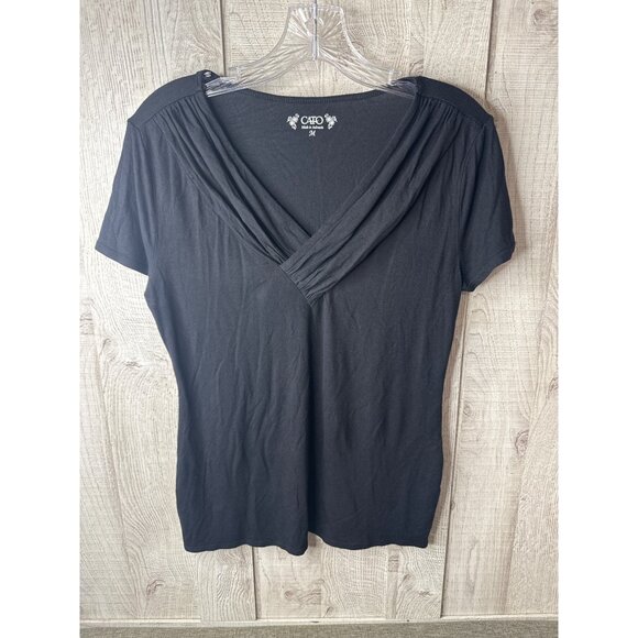 Apt. 9 & Cato Womens Short Sleeve T-Shirts M Cotton Blend Black & Aqua Lot of 2 - Picture 4 of 13